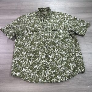 Green and White Bamboo Print Men's Shirt